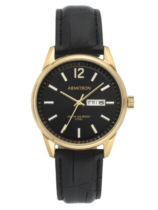 Reloj de vestir Armitron de cuero negro para hombre con función de fecha y día