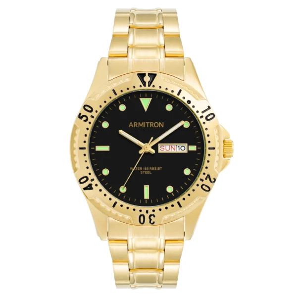 Armitron Reloj de Vestir para Hombre en Tono Dorado y Esfera Redonda Negra